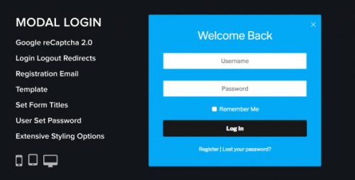 Modal Login Register Forgotten WordPress Plugin