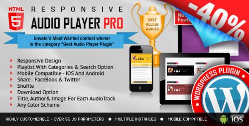 Responsive HTML5 Audio Player PRO WordPress Plugin