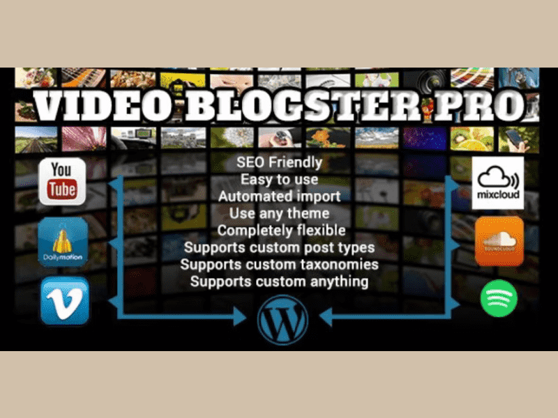 Video Blogster Pro – import YouTube videos to WordPress. Also DailyMotion, Spotify, Vimeo, more
